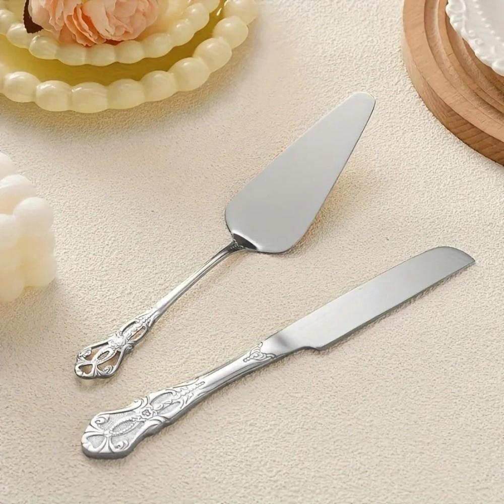 Набор из 2 шт. лопаток для торта из нержавеющей стали, сервировочная лопатка с резьбой, винтажная лопатка для торта Для дворцовых вечеринок