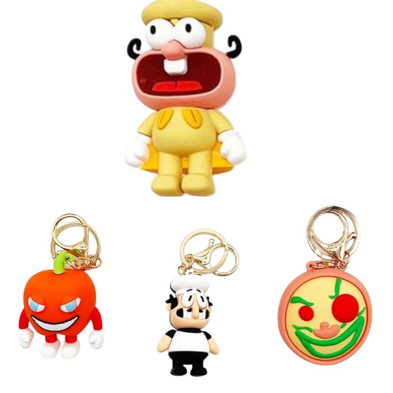 Tower Pizza Keychain Pepper Chef Pendant Cartoon Characters Decoration Accessory