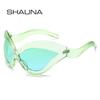 SHAUNA Ретро Y2K кошачий глаз женские большие роскошные солнцезащитные очки модные мужские солнцезащитные очки в стиле хип-хоп в стиле панк оттенки UV400