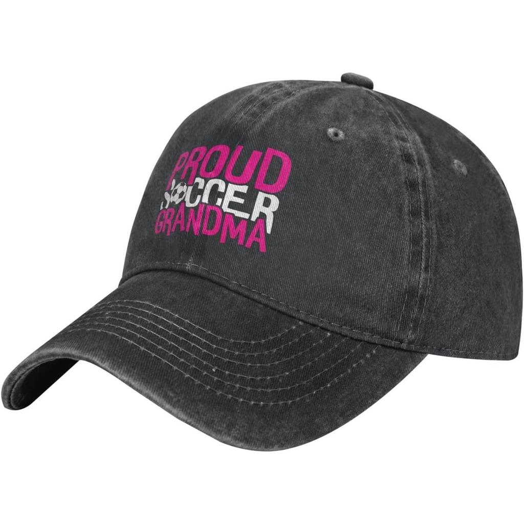 Proud Soccer Grandma Graphic Washed Baseball Cap Casual Cotton Adjustable Hat for Adults
