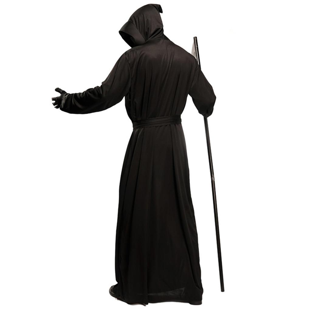 Men's Black Devil Halloween Costume, Ghost Festival Sickle Role Play Costume, Death Stage Performance Costume