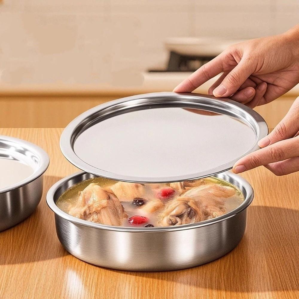 Fall-resistant Stainless Steel Bowl Large Capacity Soup Bowl Steamed Egg Bowl Cooking