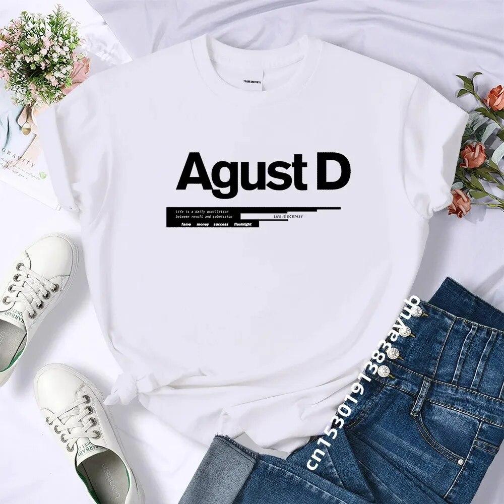 100% Хлопок Футболка Унисекс Женская Одежда Bangtan Boy Suga Корейский Стиль Kpop Буквы Напечатанный Графический Футболка Летняя Одежда Унисекс