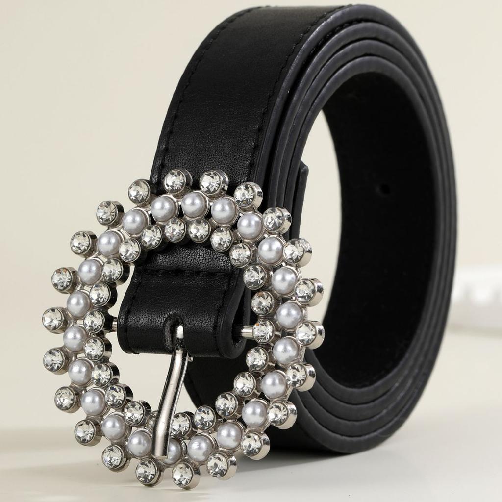 Тонкий пояс с жемчугом и стразами для женщин, аксессуары высокого класса, декоративный пояс, простой