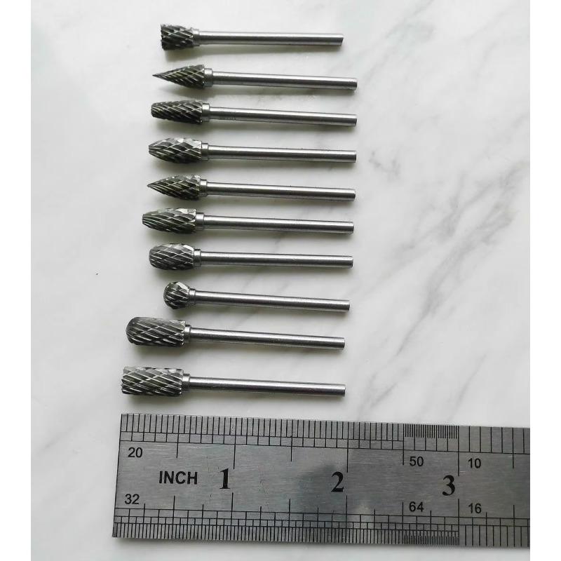 10 шт. Фреза из карбида вольфрама с хвостовиком 1/8", вращающийся инструмент, бор, алмазная резка, вращающееся сверло для металлообработки, полировальные инструменты