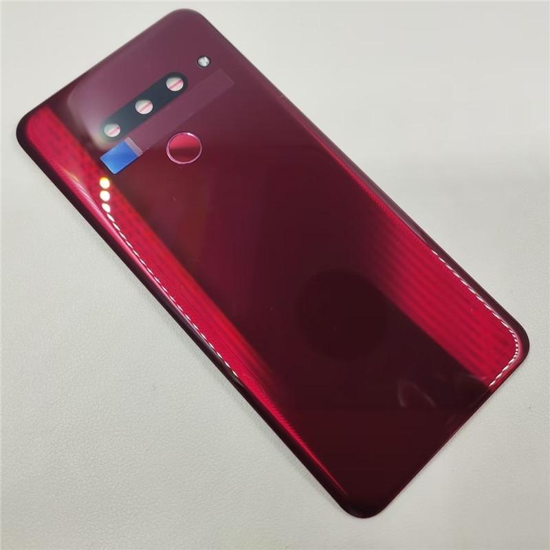 Задняя крышка аккумулятора для LG G8 ThinQ 3 отверстия Стеклянный задний корпус Задняя панель С рамкой для камеры + Отпечаток пальца