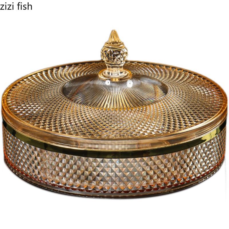 Европейский цветной контейнер для хранения конфет с крышкой, тарелка для закусок из орехов и фруктов, вместительный контейнер для хранения кухонных принадлежностей для гостиной