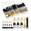 251 Pcs Picture Hanging Kit - 50 Pcs Sawtooth Frames 50 Turn Buttons 150 Screws 1 Screwdriver for Hanging Photos Artwork 