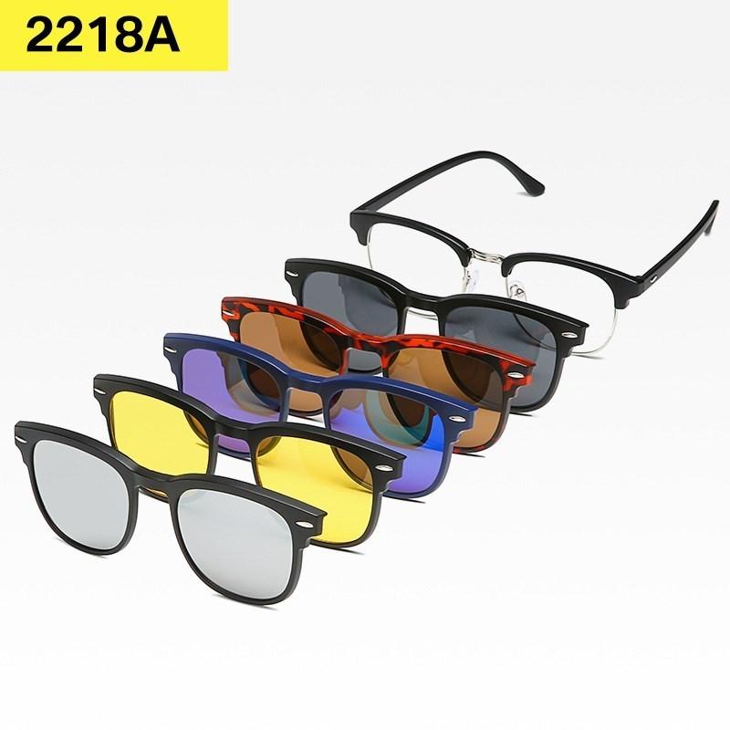 6 In 1 Custom Men Women Polarized Optical Magnetic Sunglasses Clip Magnet Clip On Sunglasses Polaroid Clip On Sun Glasses Frame