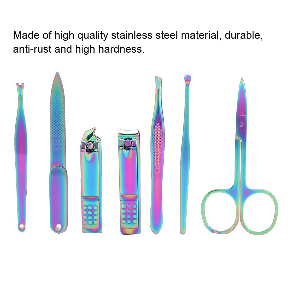 Набор из 7 кусачек для ногтей из нержавеющей стали, набор триммеров для ногтей, маникюрный педикюрный инструмент