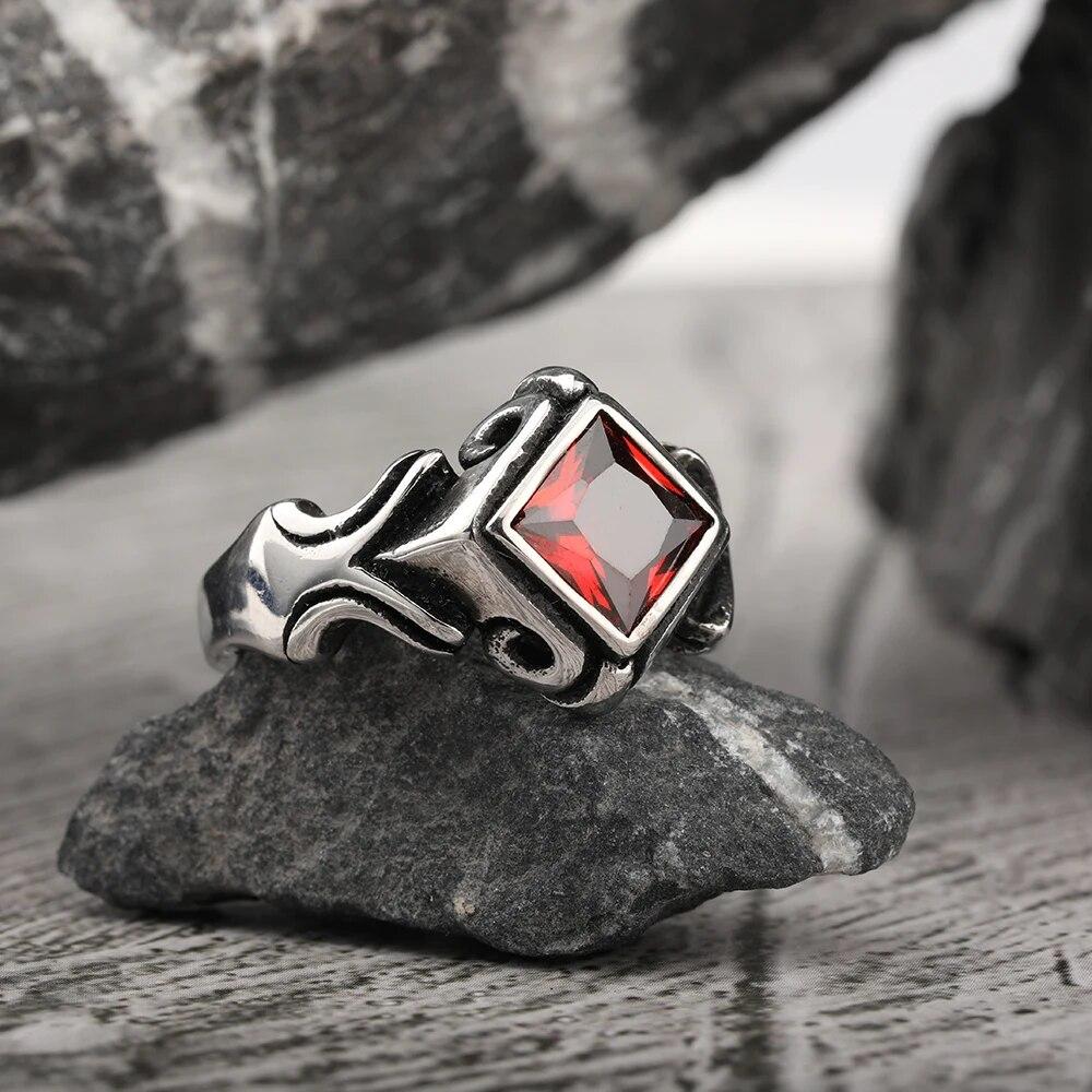 Keisha Lena, новейшее ретро кольцо ручной работы ручной работы с инкрустацией цирконием в стиле панк из нержавеющей стали для мужчин, мусульманские украшения