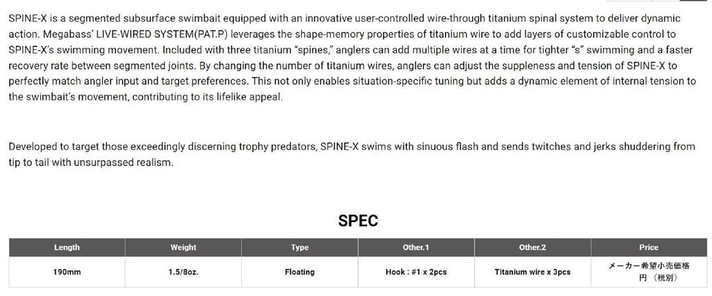 Megabass Плавающий коврик для приманки Spine-X 190F, синий блестящий (3397)