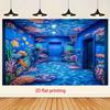 2D Underwater World Backdrop Marine Life Theme Party Background Cloth