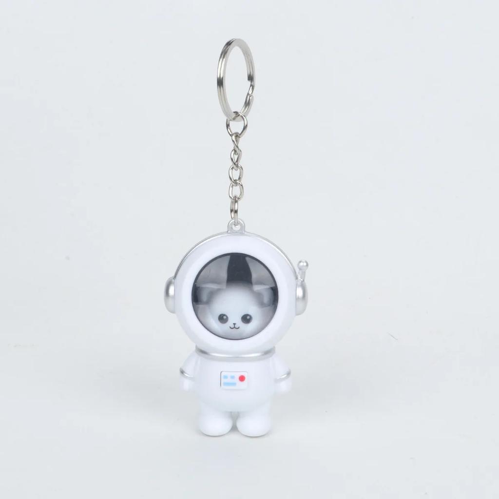 Cute Starry Light Astronaut Keychain Can Say I Love You Sound Light Bear Car Key Chain Package Pendant Kawaii Gifts Bag Hanging