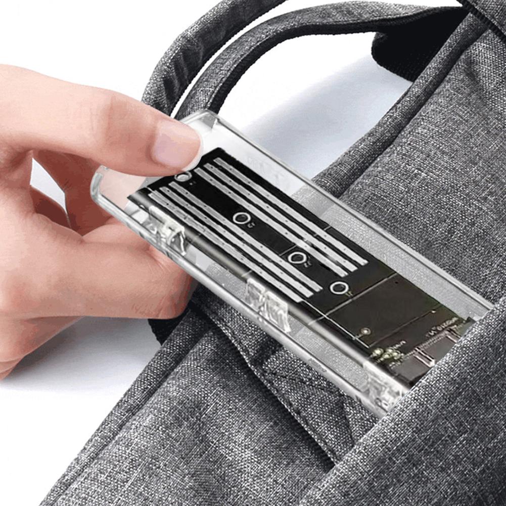 M.2 NGFF SATA Тип C USB 3.1 Корпус для жесткого диска Внешний SSD-адаптер Прозрачный внешний корпус для SSD 10 Гбит/с для 2230 2242 2260 2280