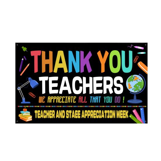 Баннер-фон для Недели признательности учителям. Спасибо учителям и сотрудникам. Украшение фона на День учителя. Декор для классной комнаты, школы, офиса.
