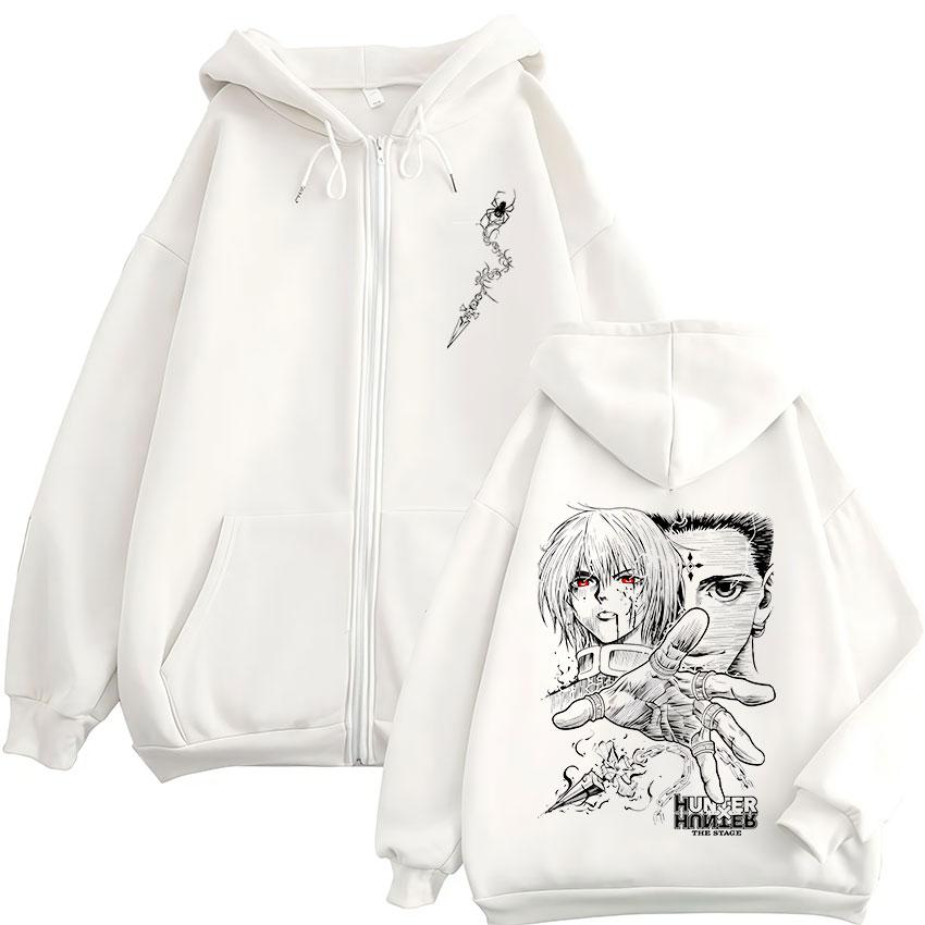 Anime Hunter X Hunter Kurapika Chrollo Lucilfer Zipper Hoodies Men Women Clothing Oversized Fleece Zip Up Hooded Sweatshirt Coat