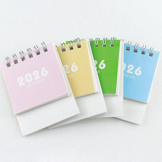 2026 Mini Desktop Calendar Cute Cartoon Desk Planner with Spiral Binding Small Planning Notebook