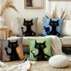 Черный кот Искусство наволочка Подушка Чехол Декорация Комната Дом Диван гостиная Офис Автомобиль Скандинавская Простота