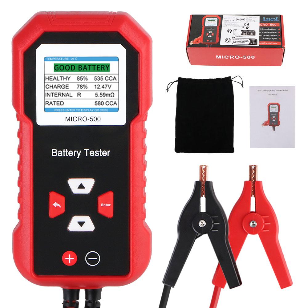Micro-500 Portable Repair Tools Car Battery Tester 12V For Motorcycle Truck SUV Battery Capacity Tester Multifunctional