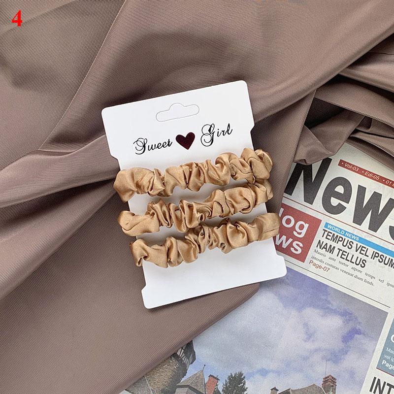 3Pcs/Set Silk Satin Solid Color Hair Ties Silky Scrunchies Set Women Simple Style Rubber Band Ponytail Holder Hair Accessories