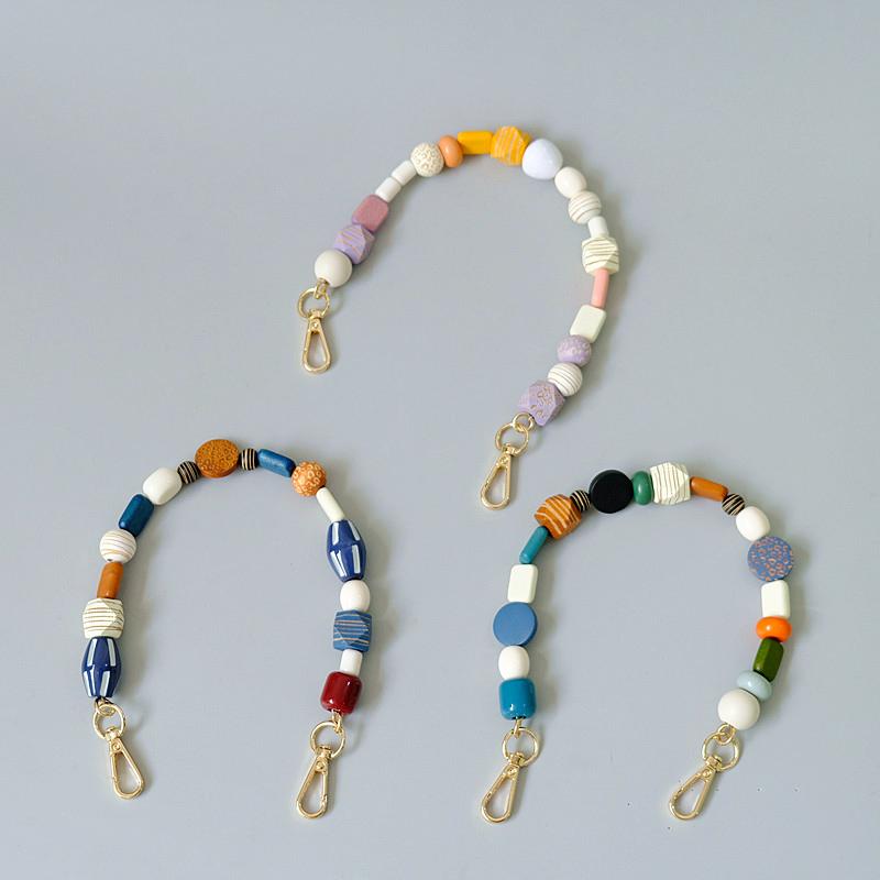 Новая женская сумка, аксессуар, красочные деревянные смоляные бусины, браслет ручной работы, чехол для телефона, ремешок, женская сменная сумка, ручка-цепочка