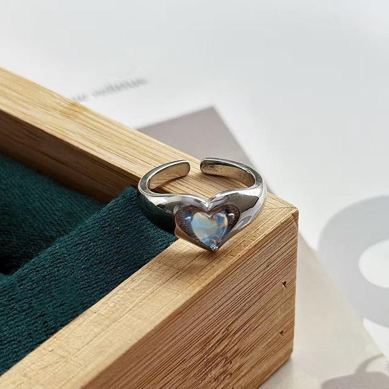 Нишевая текстура, инкрустированный лунный камень, циркон, высококлассный, с чувством индивидуальности, открытое ретро-кольцо, женское