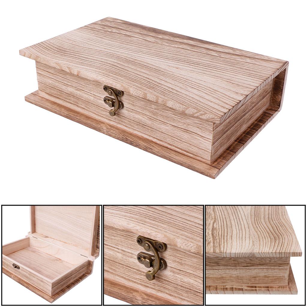 Wooden Hinged Lockable Box Jewellery Storage for Case Crfats Sundries Organizer