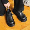 Туфли Дерби мужские, для пожилых людей, черные, на платформе, модные, 2024, новый стиль колледжа 5017-J