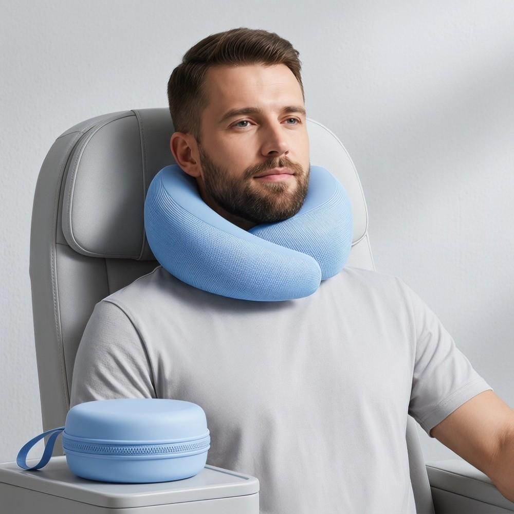 Foldable Travel Neck Cushion Durable Hooded Neckrest Pad U-shaped Neck Pillow Office Nap