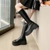 Krazing Pot Осенне-зимняя обувь из коровьей кожи, женские эластичные высокие сапоги до бедра на толстой подошве с круглым носком