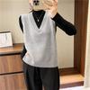 V-neck Knitted Vest for Women In Autumn Loose Vest Lazy Style Layering Over Sleeveless Waistcoat and Waistcoat