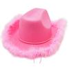 Pink Cowboy Hat Felt Cowboy Hat with Neck Draw String Cosplay Party Costume Accessories Play Dress