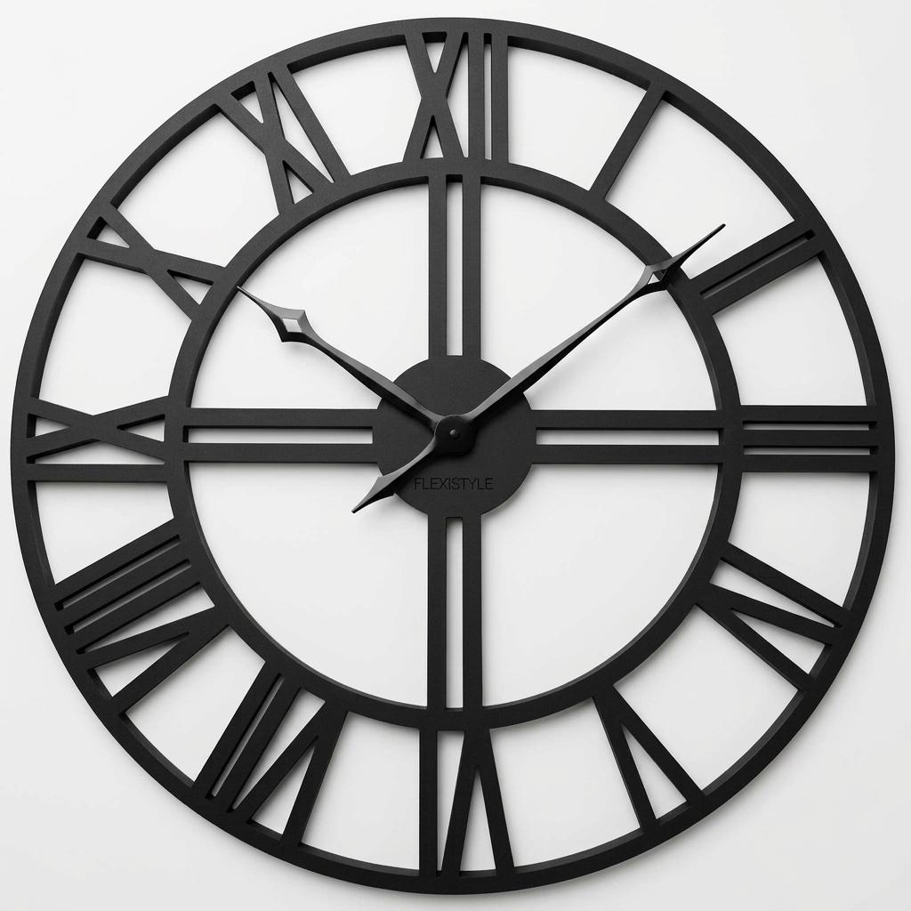 Large black loft wall clock 80cm