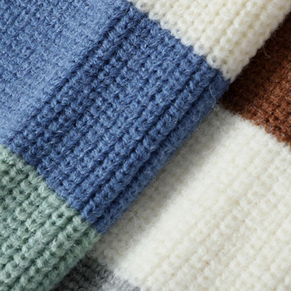 Мужской Y2K сине-коричневый трикотаж в полоску, свитер, блузка, топы, пуловер, вязаный повседневный корейский осенне-зимний свитер, джемпер для мужчин