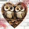 Vintage Couple Owl Wooden Sign with Heart-shaped, Love Ornament for Front Door Wall Hanging Decor, Ideal Home Ornament