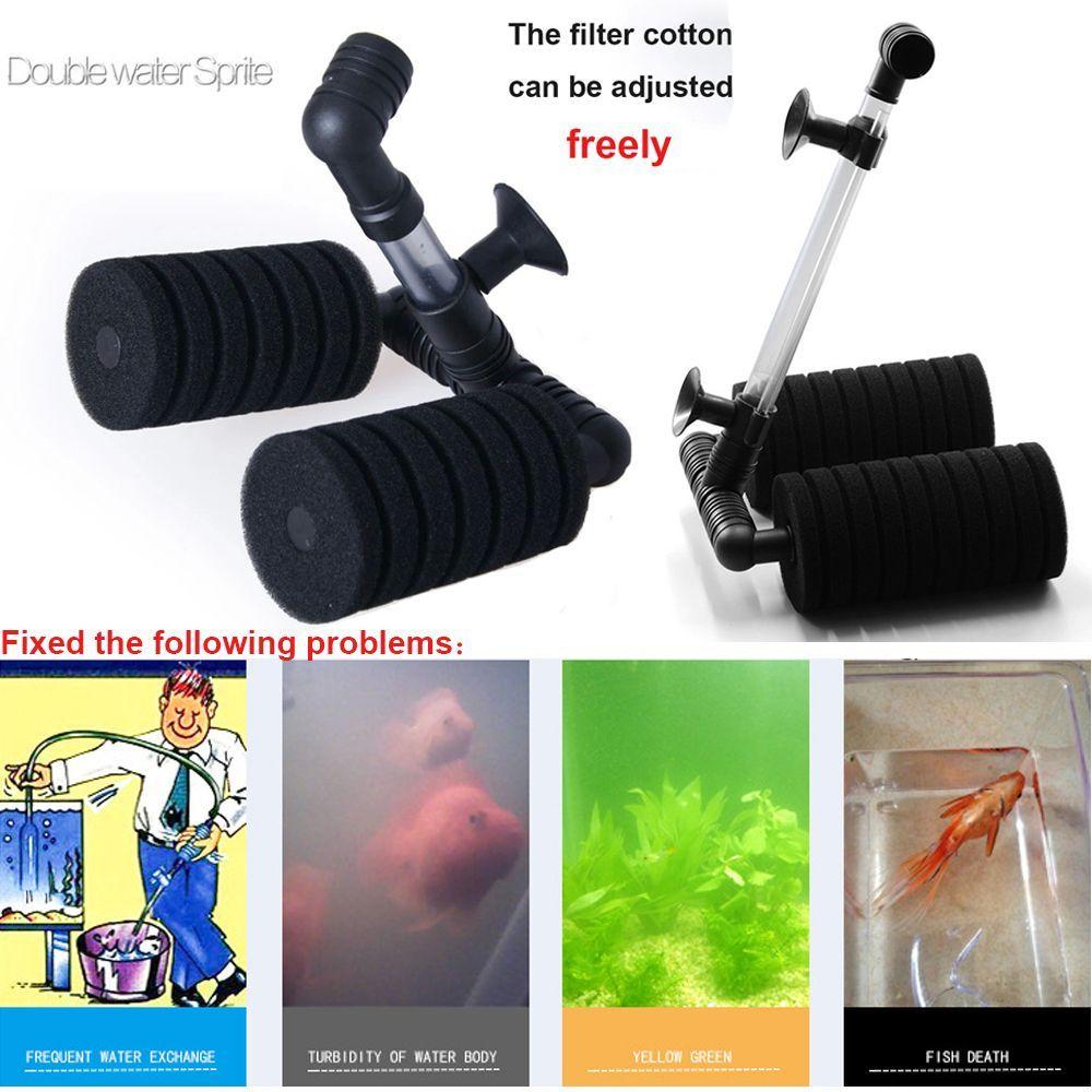 Вращающийся на 360° биохимический губчатый фильтр, хлопковые фильтры, одинарный/двойной насос для аквариумного кислорода