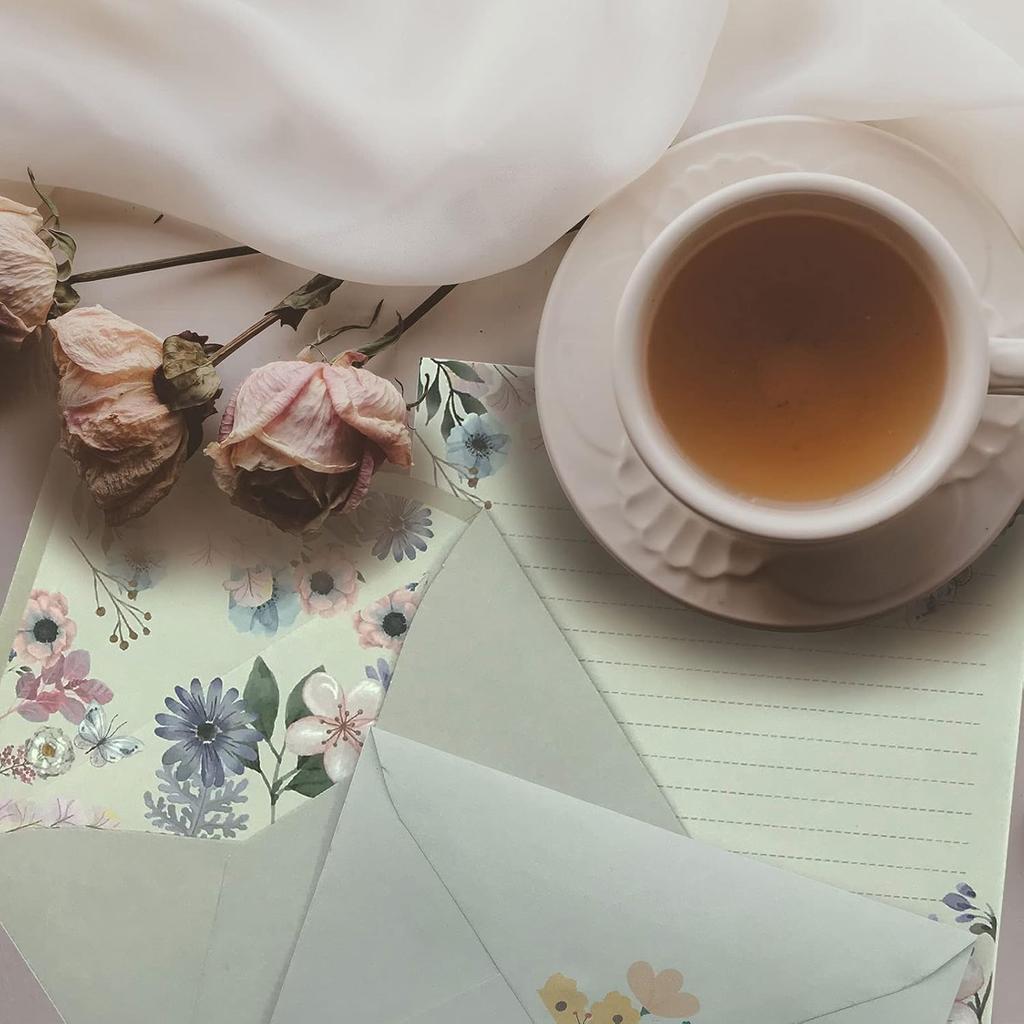 Набор стационарной бумаги и конвертов SCStyle Содержит 48 Листов Письменной Бумаги 5.9x7.7 Дюйма + 24 Шт. Милых Конвертов A6 4x6 Дюймов на Водной Основе