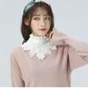 1PCS Fashion Front Tie White Fake Collar for Women Stand Detachable Collar Fake Girls Vintage Lace Ladies False Blouse Collar