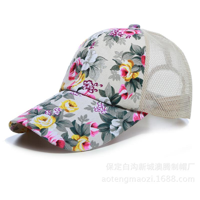 Летняя женская бейсболка, кепка с солнцезащитным козырьком, сетчатая кепка с цветочным узором, начиная с утверждения