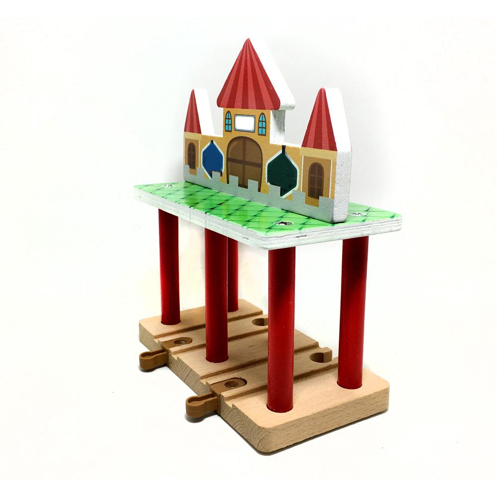 Детская игровая трасса, игрушка, роскошные деревянные трековые аксессуары, сцена, красивая станция, совместимый поезд, деревянные подарки для мальчиков