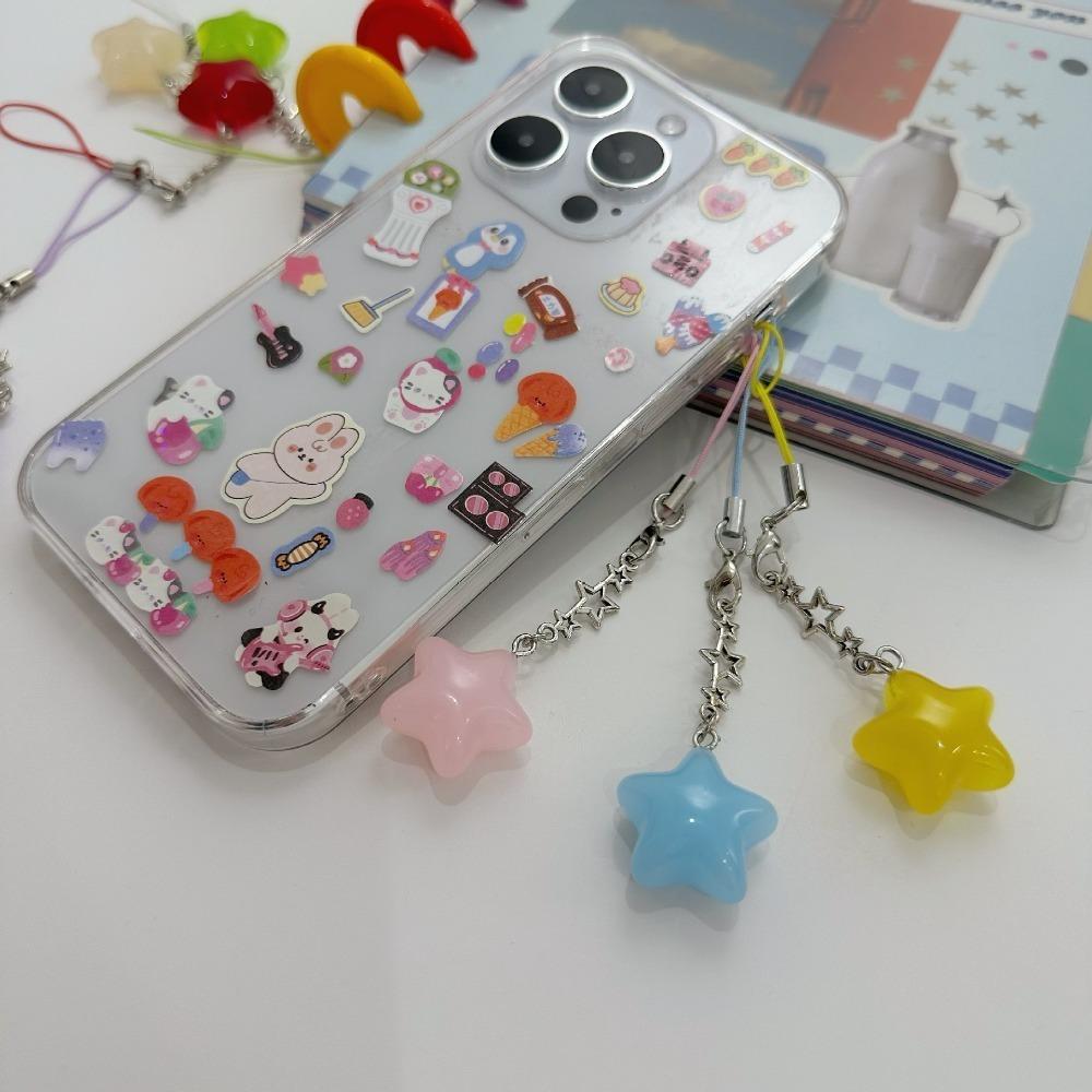 Pentagram Phone Chain Crystal Beads Tassel Keychain Pendent Charm Bag Pendant DIY Jewelry Making