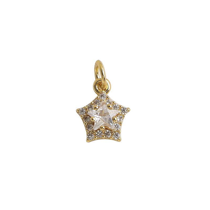 14K Gold Plated Zirconium Star Pendant Necklace DIY Jewelry Accessory