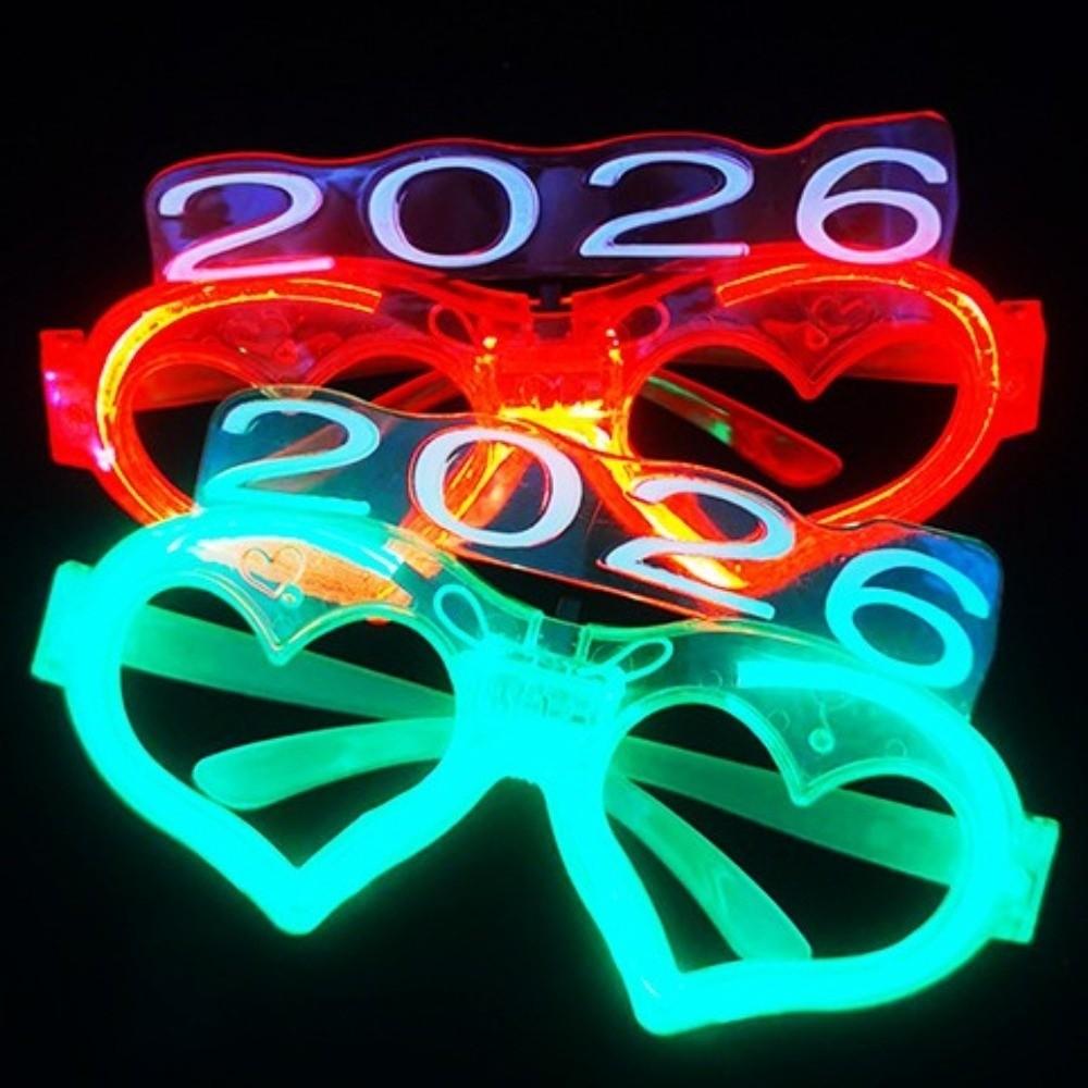 Квадратная/В форме сердца 2026 Светодиодные светящиеся очки Светодиодные светящиеся очки для новогодней вечеринки Рейв Ночной клуб
