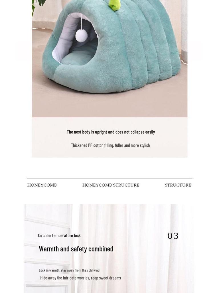 Plush Four Seasons Pet Bed for Cats and Small Dogs