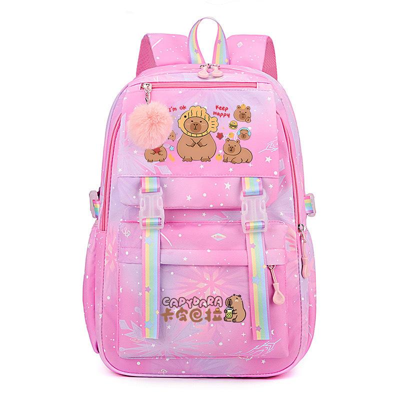 Популярный 2025 Капибара Capybara многоцветный красивый, грязеотталкивающий и прочный, милый школьный рюкзак для детей младшего школьного возраста