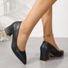 Fashion Fashion Pointed Toe Chunky Heel Pumps Woman Solid Color Comfortable High Heels Ladies Office Shoes Elegant Slip On Party Pumps
