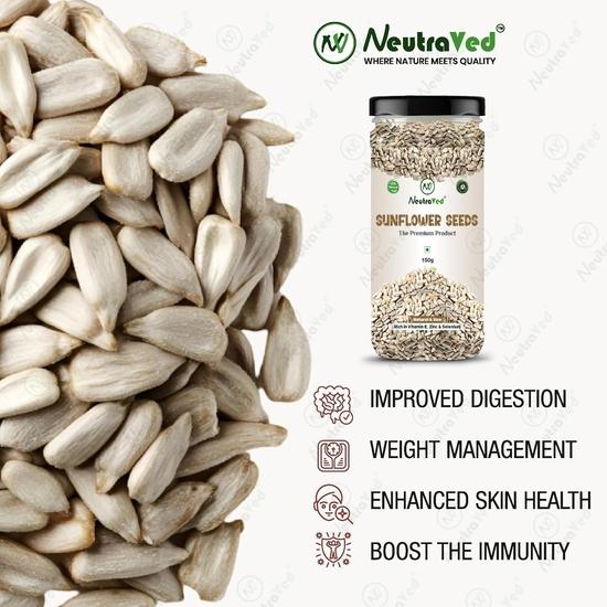 NeutraVed Sunflower Seeds 150gm | Seeds for Eating Without Shell | Protein & Fiber Rich Superfood - 150g