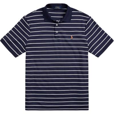 Polo SS24 Полосатая рубашка поло с коротким рукавом и вышивкой в виде маленького пони Мужские топы Темно-синего цвета MNPOKNI1N822113-410