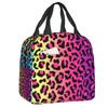 Custom Leopard Print Portable Lunch Boxes Women Leakproof Animal Fur Pattern Cooler Thermal Food Insulated Lunch Bag Student